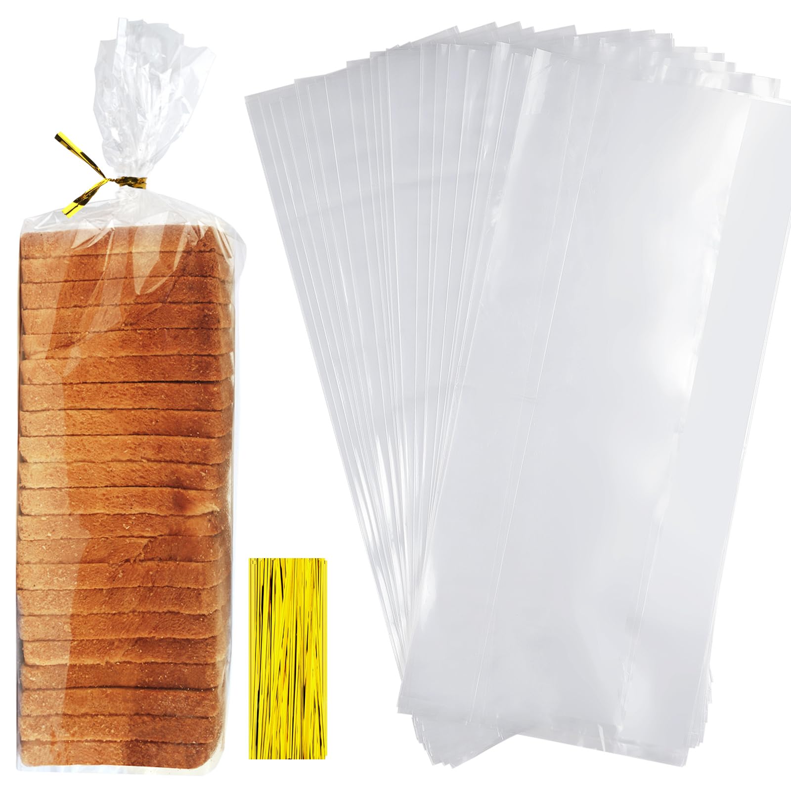 Bread Bags, 30 Pack Plastic Bread Bags with Ties for Homemade Bread, Clear Bagel Sandwich Bags, Bread Loaf Bags for Bakery Owners Use